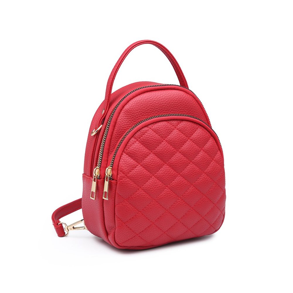 Leatherette Quilted Pattern Backpack - Picture 6 of 8